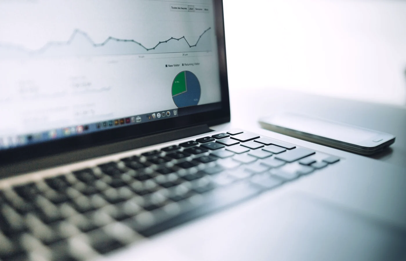 Website audit and performance analytics displayed on a laptop